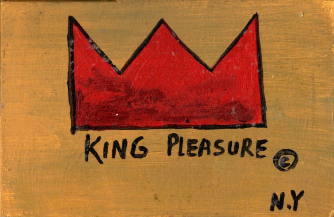 JMB NY - KING PLEASURE SAMO Portfolio Collection Painting: JMB NY - KING PLEASURE SAMO Portfolio Collection Painting, Signed Front and Reverse. Size: 4 x 6 inches. Jean-Michel Basquiat was born on December 22, 1960, in Brooklyn, New York. He first attracted a