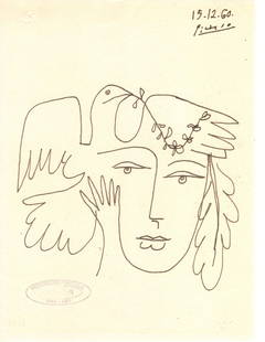 Pablo Picasso Fine Art drawing/print Ink on Paper: Pablo Picasso Fine Art drawing/print Ink on Paper.Embossed Stamp.`GALLERY COLLECTION PICASSO STAMP.Paper Size: 11 3/4 x 8 1/4 Inches. Color may differ slightly from how it appears on your screen due t