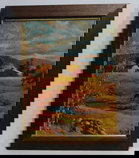 Vintage Framed Litho-Print Old Autumn Pasture by Westal: Vintage Framed Litho-Print Old Autumn Pasture by Westal. Approx Painting Size: 11 x 14 In - Approx Frame Size: 14 x 17 x 1 In. Good condition. See photos Please.