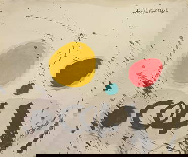 Vintage Abstract Painting Signed Adolph Gottleb Modern Art: Vintage Abstract Painting Signed Adolph Gottleb Modern Art 20th Century. Approx Canvas Size: 19 1/2 x 16 1/2 inches. .See Photos as part of the description.This Lot has no established documentation. T