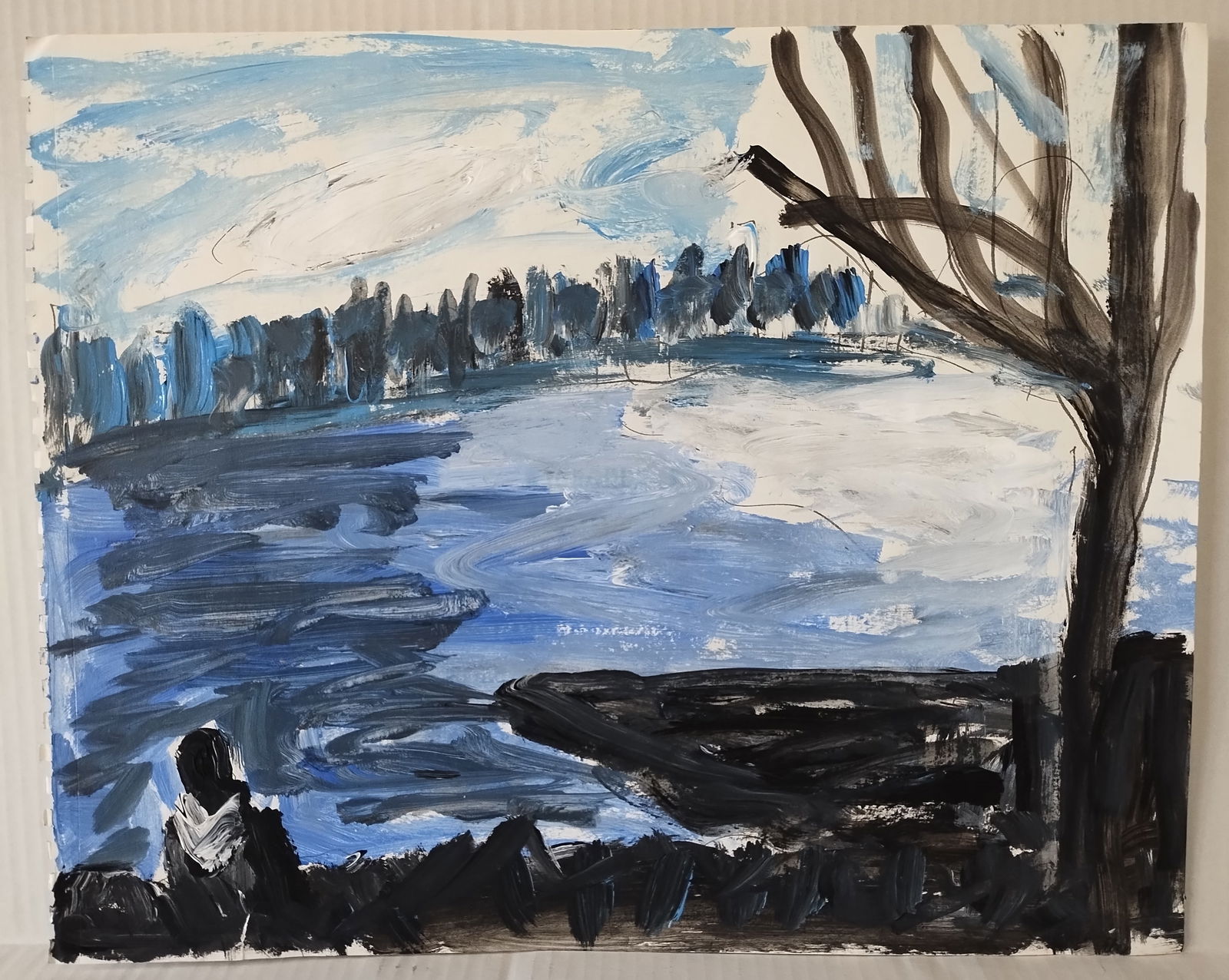 Plain Air Painting - Looking from the Bench at the Hudson- (1 of 2)