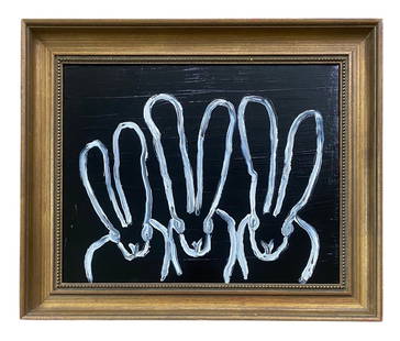 Hunt Slonem 2018 Black Bunnies Painting: Hunt Slonem 2018 Black Bunnies Painting Hunt Slonem(b. 1951). Is an American painter, sculptor, and printmaker. He is best Known for his Neo-Expressionist paintings of butterflies, bunnies, and his tr