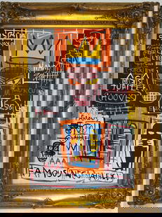 1982 Large Jean-Michel Basquiat (1960-88) Mixed Media on Canvas.(King- Samo): Jean-Michel Basquiat (1960-88) (King- Samo) Mixed Media on Canvas. - The Heroes & Monster Portfolio) "The Heroes & Monster Portfolio":This portfolio is a series of works that explore themes of heroism