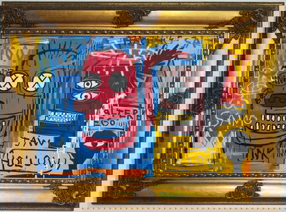 1984 Large Jean-Michel Basquiat (1960-88) Mixed Media on Canvas.(Samo Jaw): Jean-Michel Basquiat (1960-88) (Samo Jaw - Alter Ego) Mixed Media on Canvas. - The Heroes & Monster Portfolio) "The Heroes & Monster Portfolio":This portfolio is a series of works that explore themes