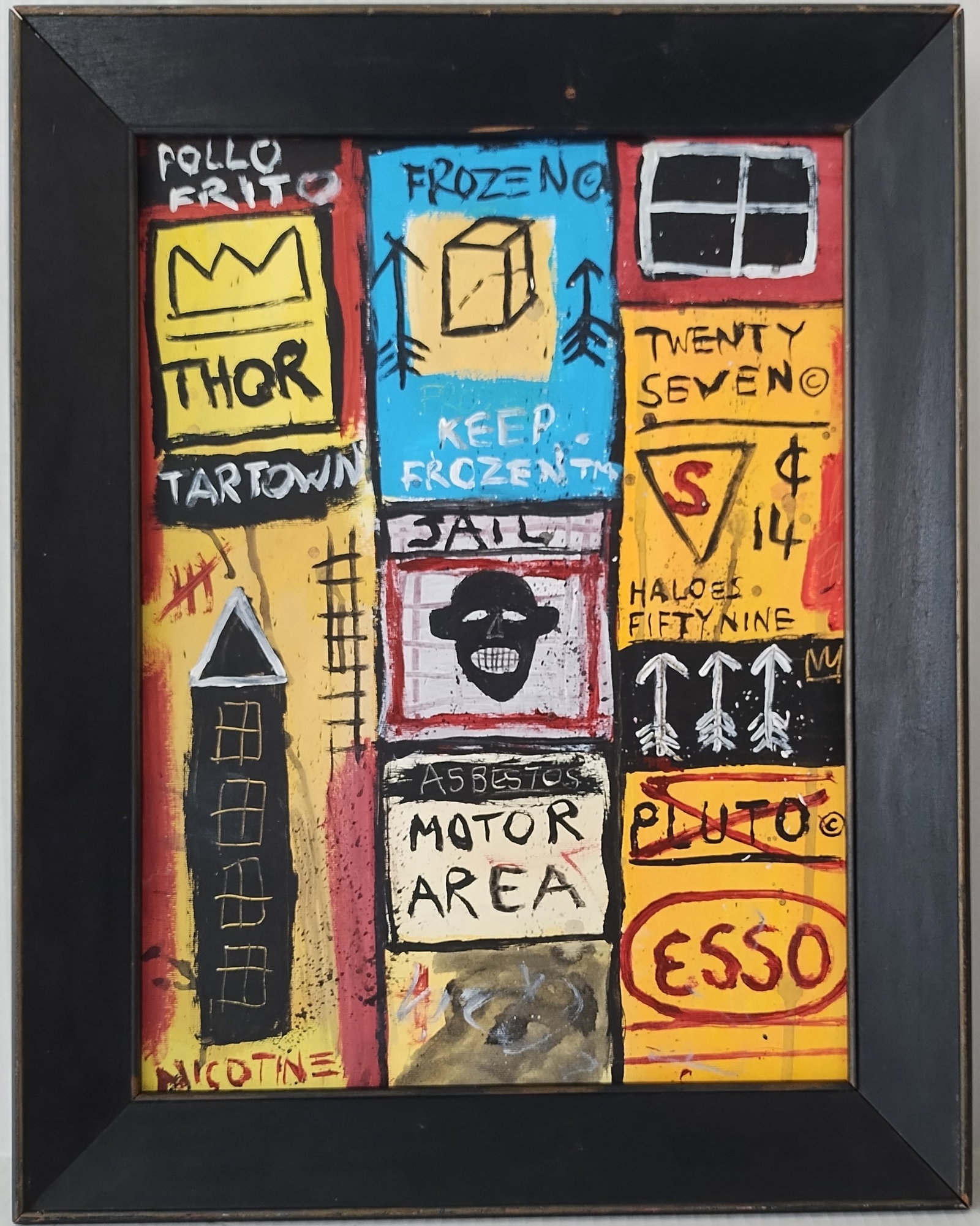 Signed Jean-Michel Basquiat Painting -Motor Area- Framed (1 of 4)