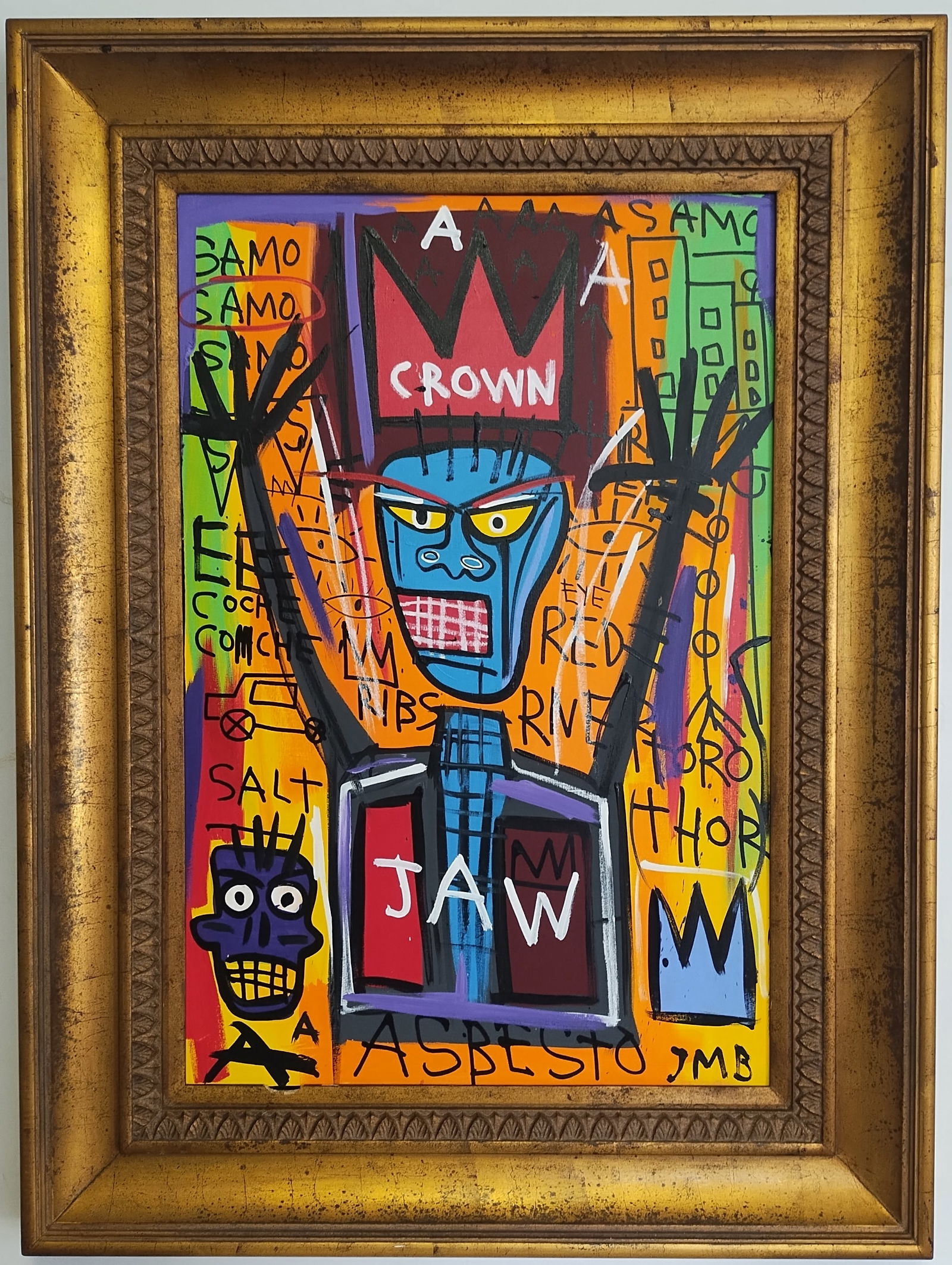 1983 Large Jean-Michel Basquiat (1960-88) Mixed Media on Canvas.(Samo Jaw) (1 of 11)