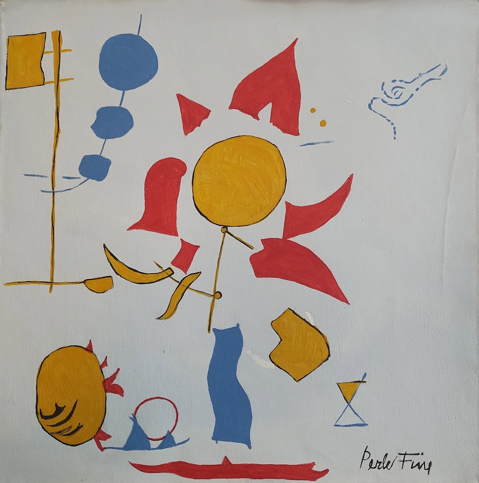 Signed Perle Fine Abstract Surreal  Painting on Canvas (1 of 3)