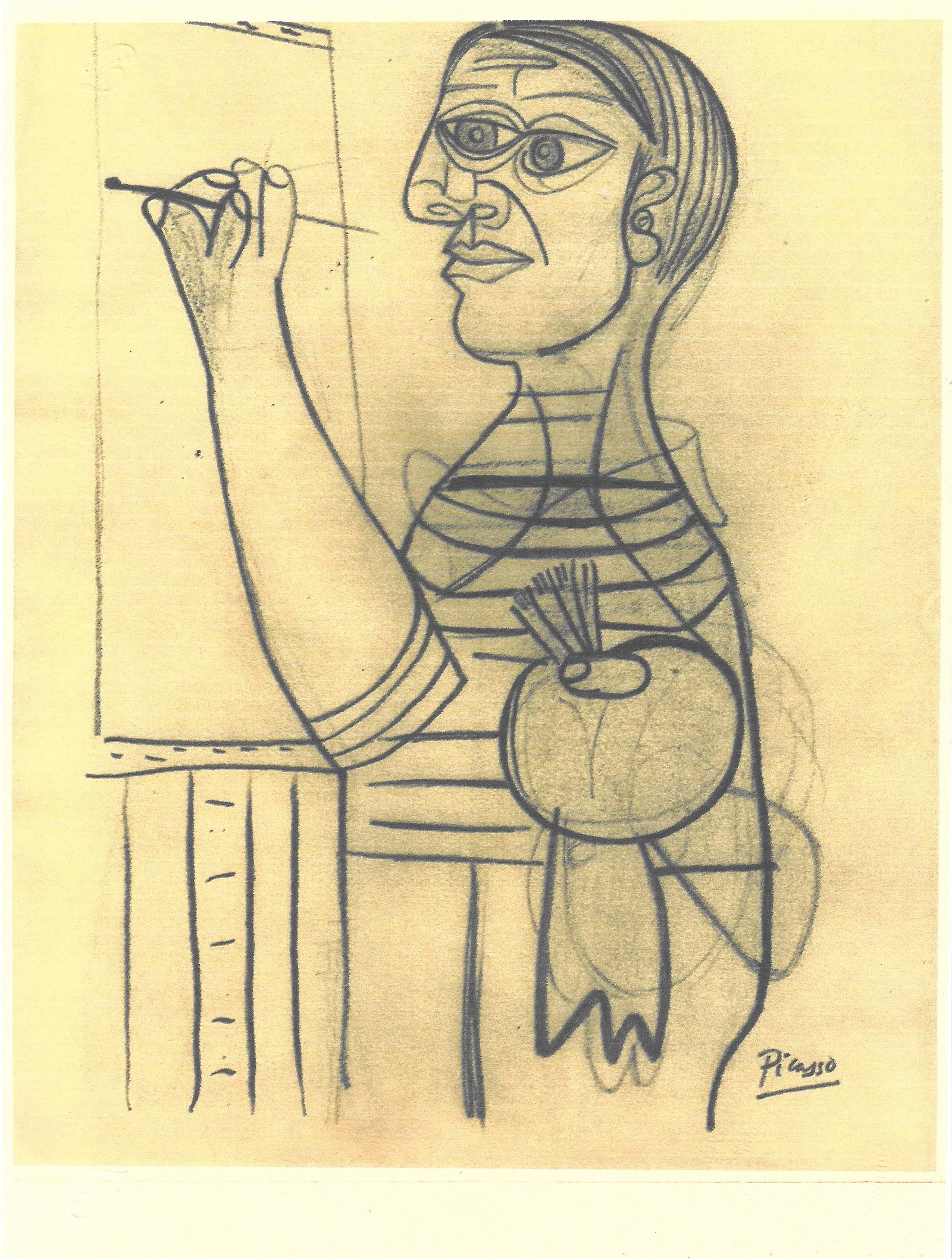 Rare Pablo Picasso Fine Art Drawing/Print Ink on Paper: Rare Pablo Picasso Fine Art Drawing/Print Ink on Paper.Embossed Stamp.`GALLERY COLLECTION PICASSO STAMP.Paper Size: 11 x 8 1/4 Inches. Good Condition. Actual colors may vary. We do our best to ensure 