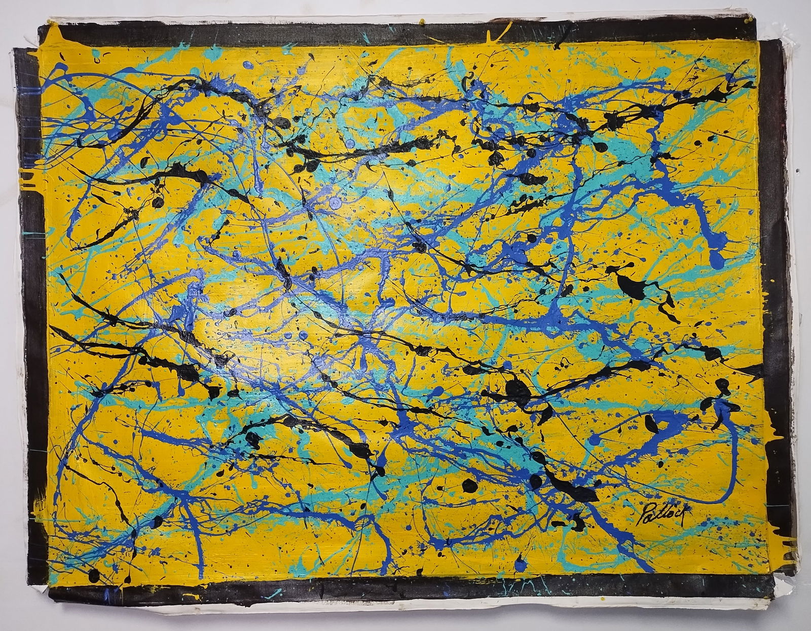 Large XL Signed Jackson Pollock Abstract Art Painting on Canvas: Large XXL Signed Jackson Pollock Abstract Art Painting on Canvas. Stamped on Reverse. Approx Canvas Size:52 x 40 inches.(NY-56) Unstretcher Canvas.Painting is done in the modern abstract expressionist