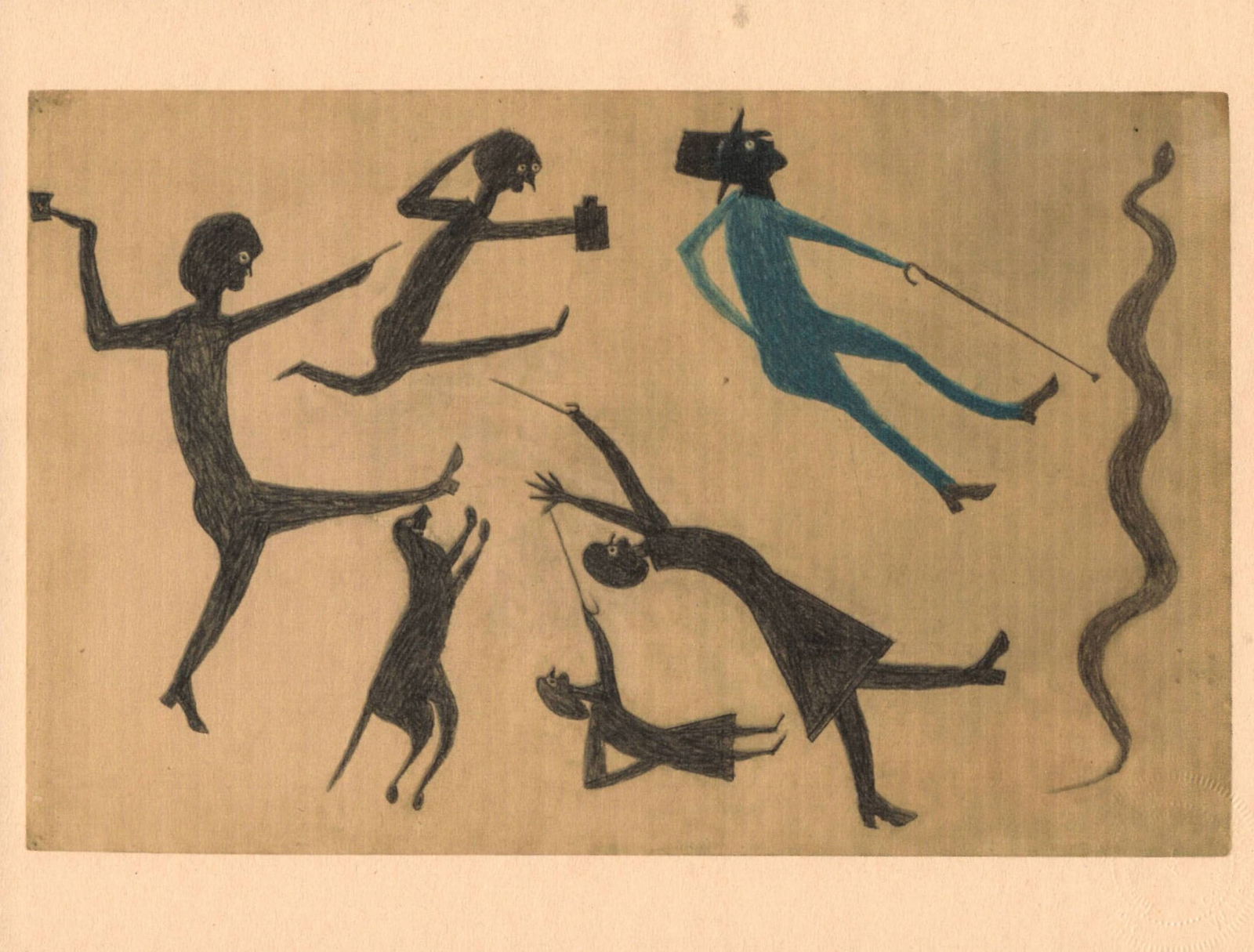 Bill Traylor - Event with Man in Blue and Snake (1939) Fine Art Print: Bill Traylor - Event with Man in Blue and Snake (1939) Fine Art Print Approx Print Size:- 11 x 8 1/2 Fine Art Print. We pack and ship in-house for your convenience.This item will be shipped flat, not