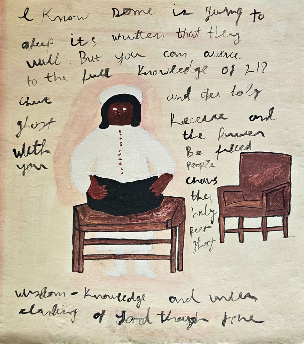 Gertrude Morgan Signed Folk Art Painting on Canvas –African American Religious (1 of 4)