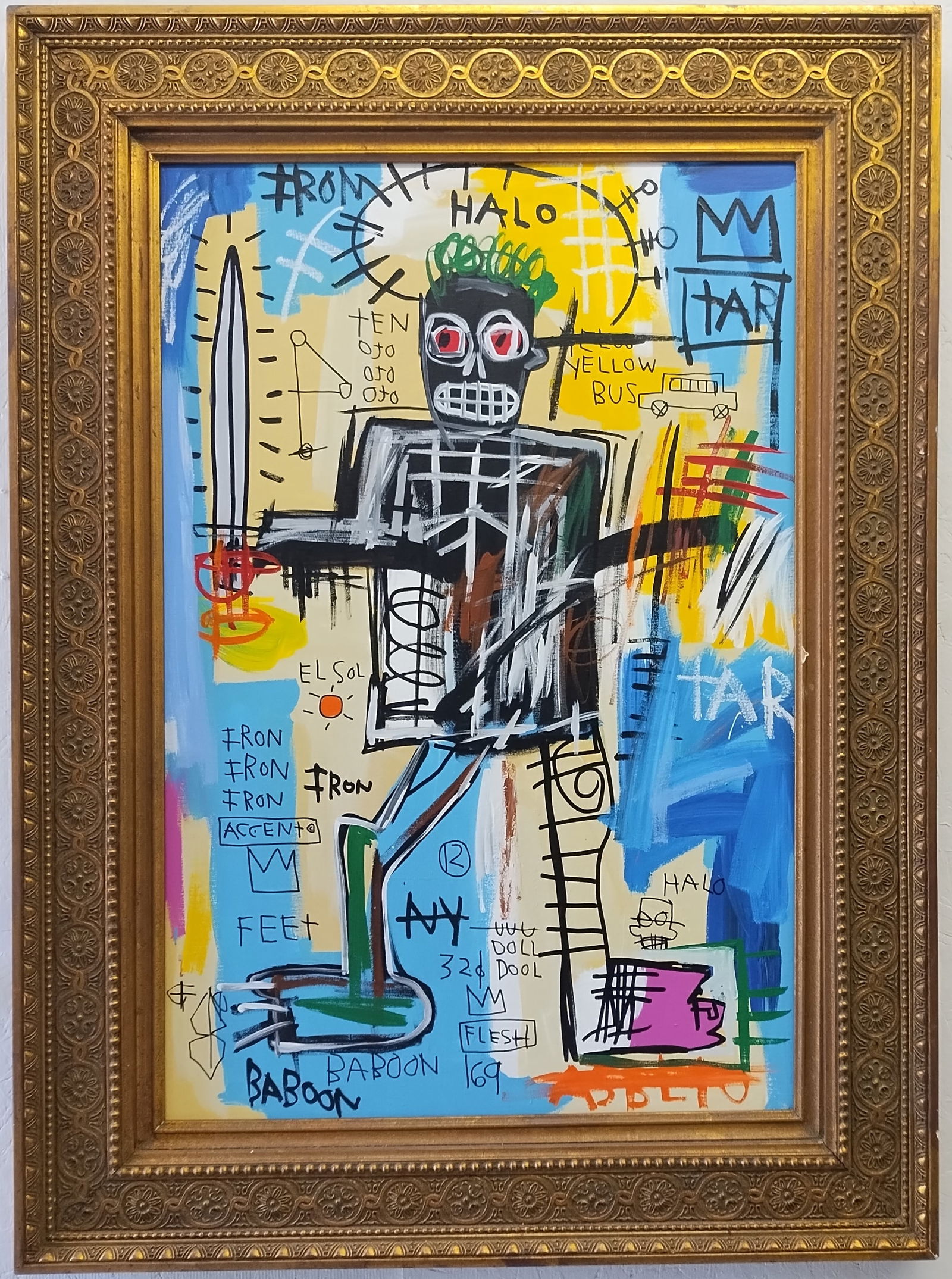 1982 Jean-Michel Basquiat (1960-88) Mixed Media on Canvas.(Self Portrait - Warrior (1 of 9)