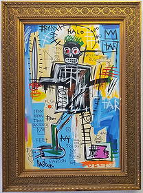 1982 Jean-Michel Basquiat (1960-88) Mixed Media on Canvas.(Self Portrait - Warrior: Jean-Michel Basquiat (1960-88) Mixed Media on Canvas.(Self Portrait - Warrior - The Heroes & Monster Portfolio) "The Heroes & Monster Portfolio":This portfolio is a series of works that explore themes