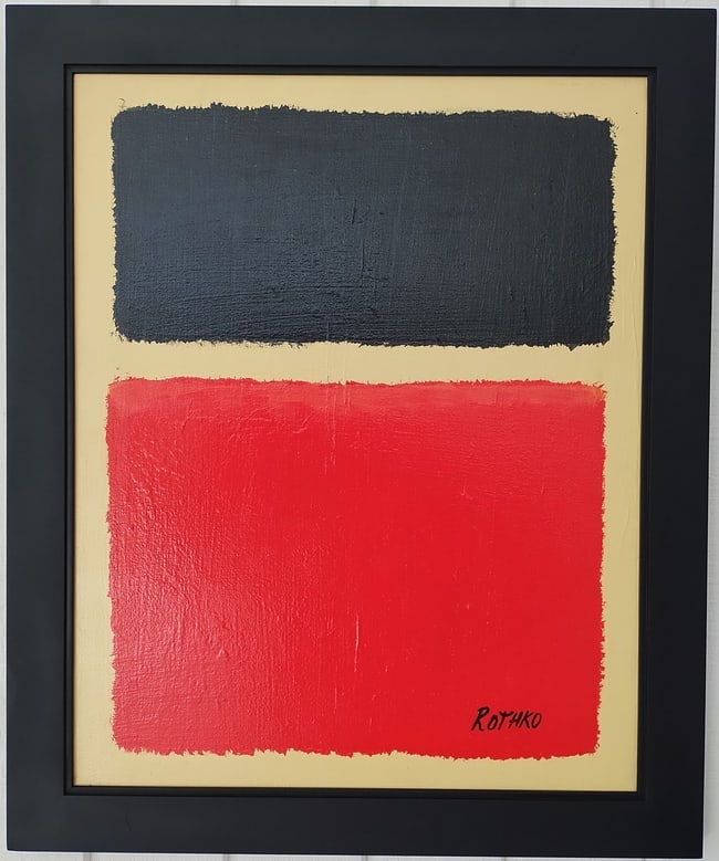 Vintage Abstract Canvas Signed Rothko, Modern Art Painting 20th Century (1 of 5)