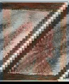 Large Formato Latin American Art Federico Vargas CH Abstract Painting: Large Formato Latin American Art Federico Vargas CH Abstract Painting Title: La Bata Roja 1995 (Serie Pura Pinta) Support Collage Texture on Canvas Approx Painting Size: 43 1/2 x 63 1/2 Inches. Approx