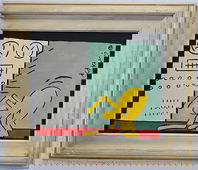 Vintage Abstract Canvas Signed Keith Haring, Modern Art 20th Century: Vintage Abstract Canvas Signed Keith Haring, Modern Art 20th Century. Approx Painting Size: 20 X 16 Inches - Frame Size: 21 x 17 x 2 Inches. Frame may have scratches and marks due to storage.(See Phot