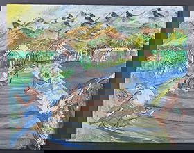 Expressions of Madness of The Mentally ill Oil Painting: Expressions of Madness of The Mentally ill Oil Painting on Canvas board. Rare Expressions of Madness the Art of The Mentally ill Surreal Painting.This and other paintings come from a mental health ins