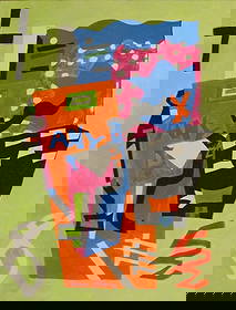 Vintage Abstract Canvas Signed Stuart Davis, Modern Art 20th Century Painting Size Approx: 18 x 18: Vintage Abstract Canvas Signed Stuart Davis, Modern Art 20th Century Painting Size Approx: 18 x 18 Inches. This is hand painted Mixed Medium on Canvas It is being sold in the manner or style of the ar