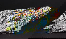 Purple Lola Collection Sculpture by Lois Herrick Signe: Purple Lola Collection Sculpture by Lois Herrick Signed Hot Flash . It may have cracks, Missing piece, Scratch,Marks...From Estate of Lois . Measurements Approx: 18" x 8"1/2 x 8"