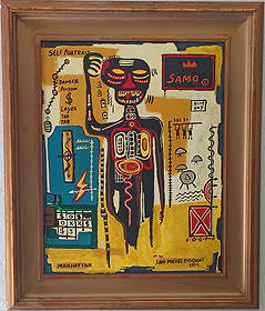 J-M-B Painting - NYC Samo King PLeasure 84 Painting: J-M-B Painting - NYC Samo King PLeasure 84 Painting Framed .Self Portrait Painting Framed.NYC SAMO Self Portrait 84. Framed.Painting Size: 28 x 22 inches. Frame Size: 37 x 31 x 3 inches,This is hand p