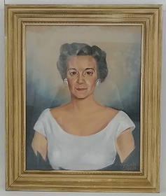 1956 Fibish AME - Lady Pastel-Charcoal Painting Signed: 1956 Fibish AME - Lady Pastel-Charcoal Painting Signed. Approx Opening Measurements: 12 x 16 inches. Approx Frame Measurements: 20 1/2 x 24 1/2 x 3 inches. Painting is underglass. See photos as part o