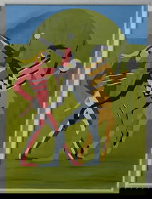 20th century Futurist Art Painting: This Futurist Art Painting aligns with the characteristics of the artistic movement known as Futurism. Painting Size: 24 x 36 InFrame size: 26 x 38 x 2 InOriginating in Italy in the early 20th century