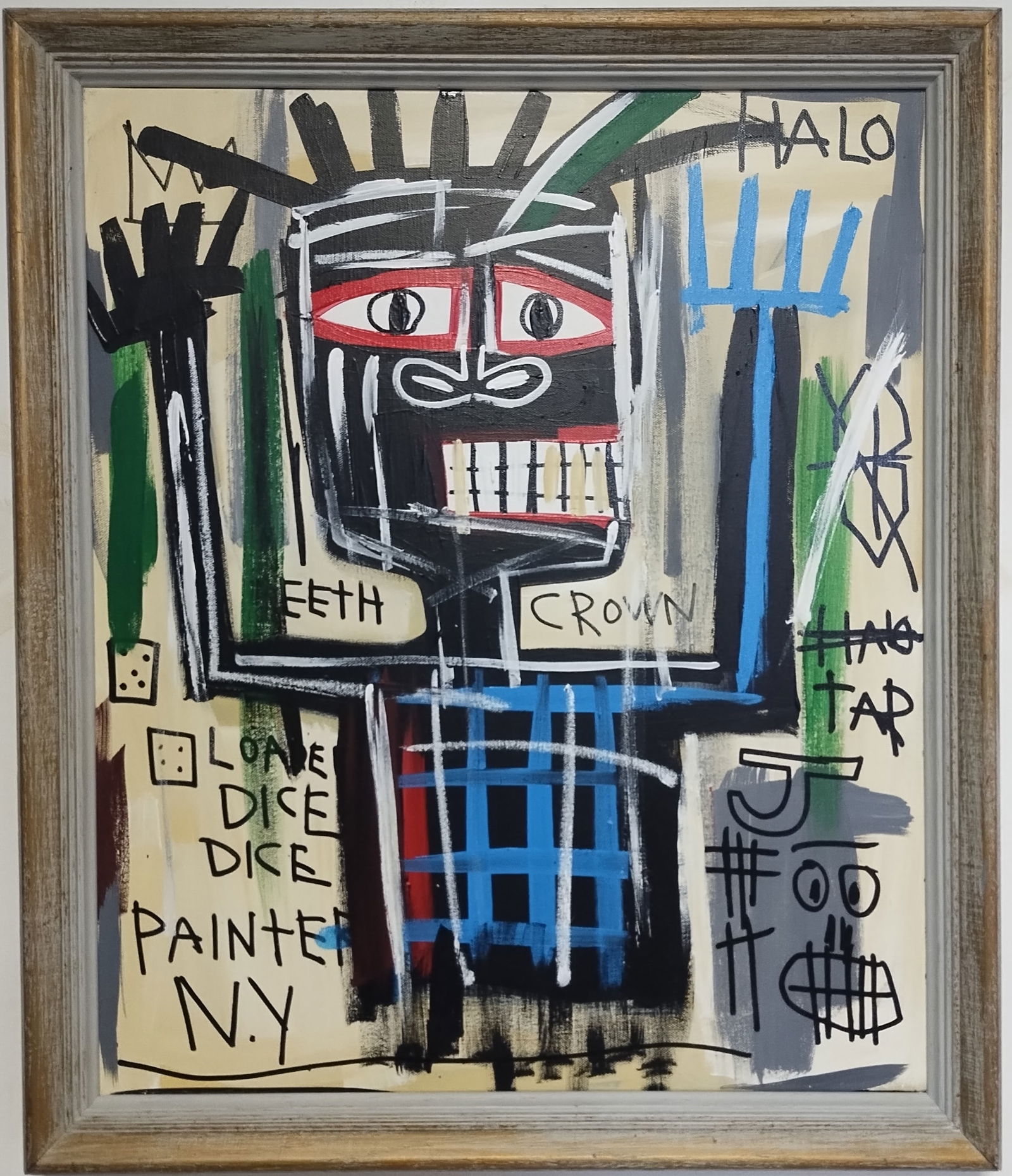 1984 Jean-Michel Basquiat Painting on Canvas Framed-Self Portrait. (1 of 7)