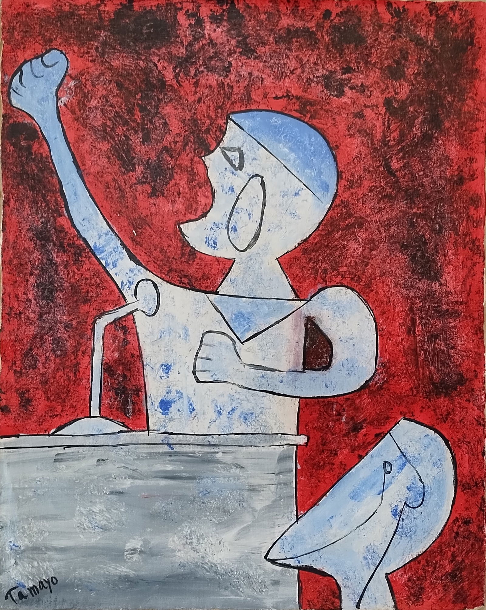 Signed Tamayo 20th Century Modern Painting on Canvas. (1 of 5)