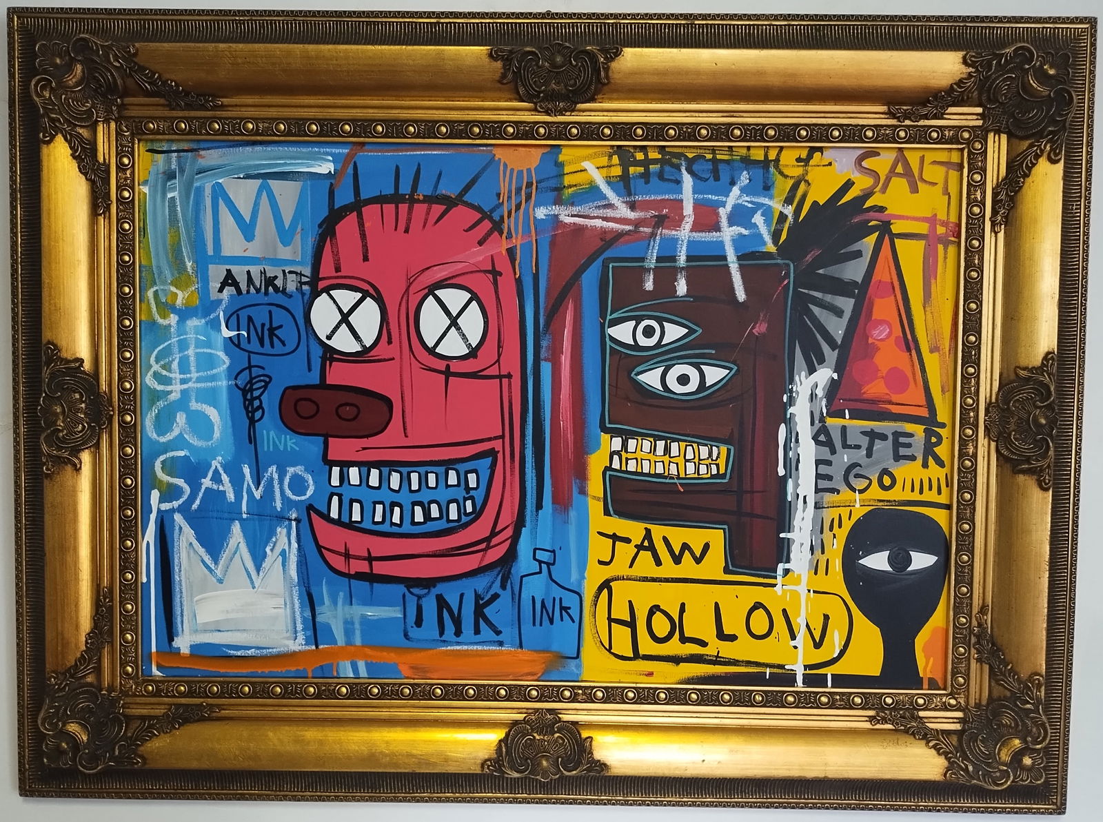 1984 Large Jean-Michel Basquiat (1960-88) Mixed Media on Canvas.(Samo Jaw) (1 of 8)