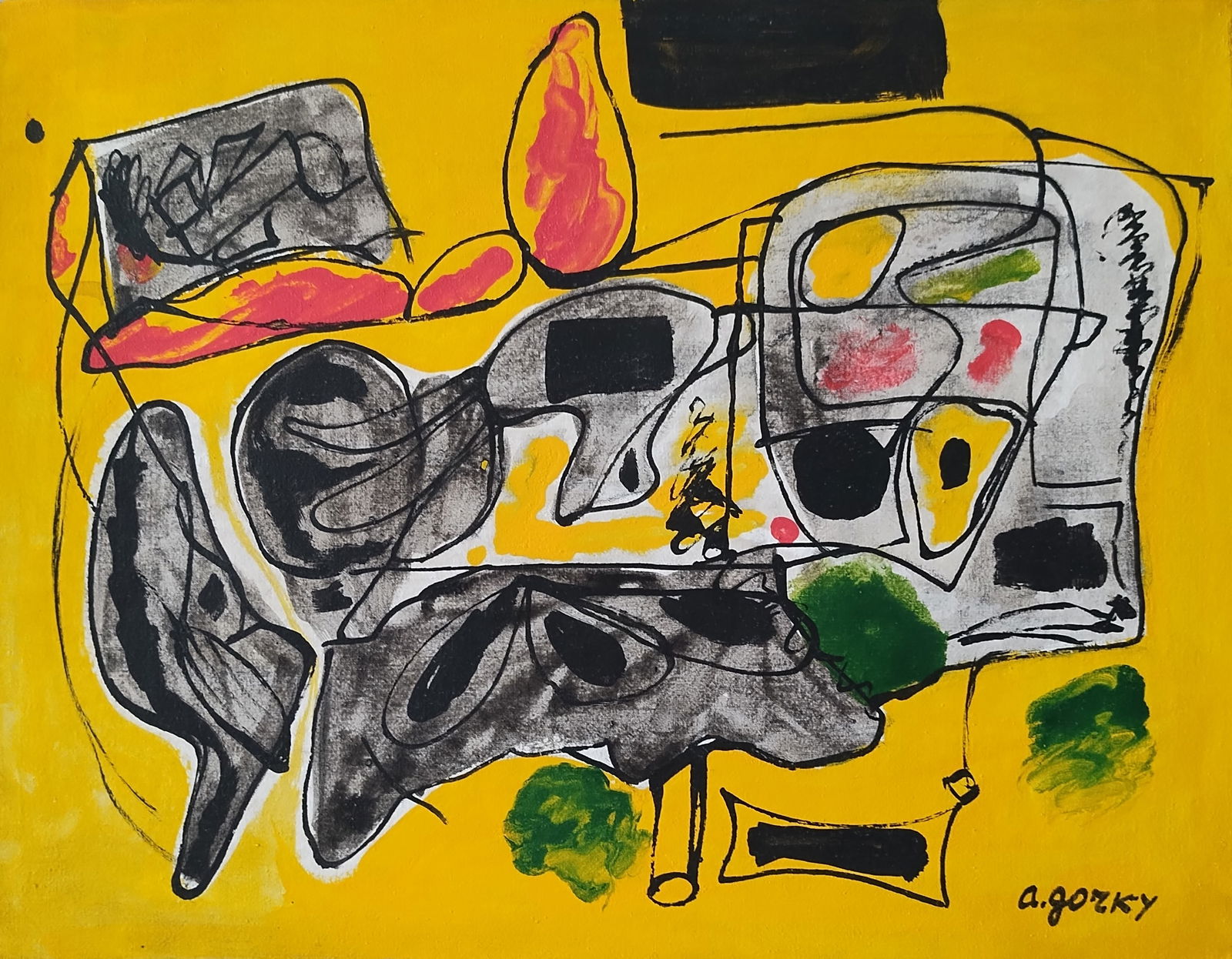 Abstract Painting Signed A. Gorky, Modern Old 20th Century Art: Vintage Abstract Painting Signed A. Gorky, Modern Old 20th Century Art. Approx Canvas Size: 24 x 19 Inches. Any condition statement is given as a courtesy to a client, is an opinion and should not be