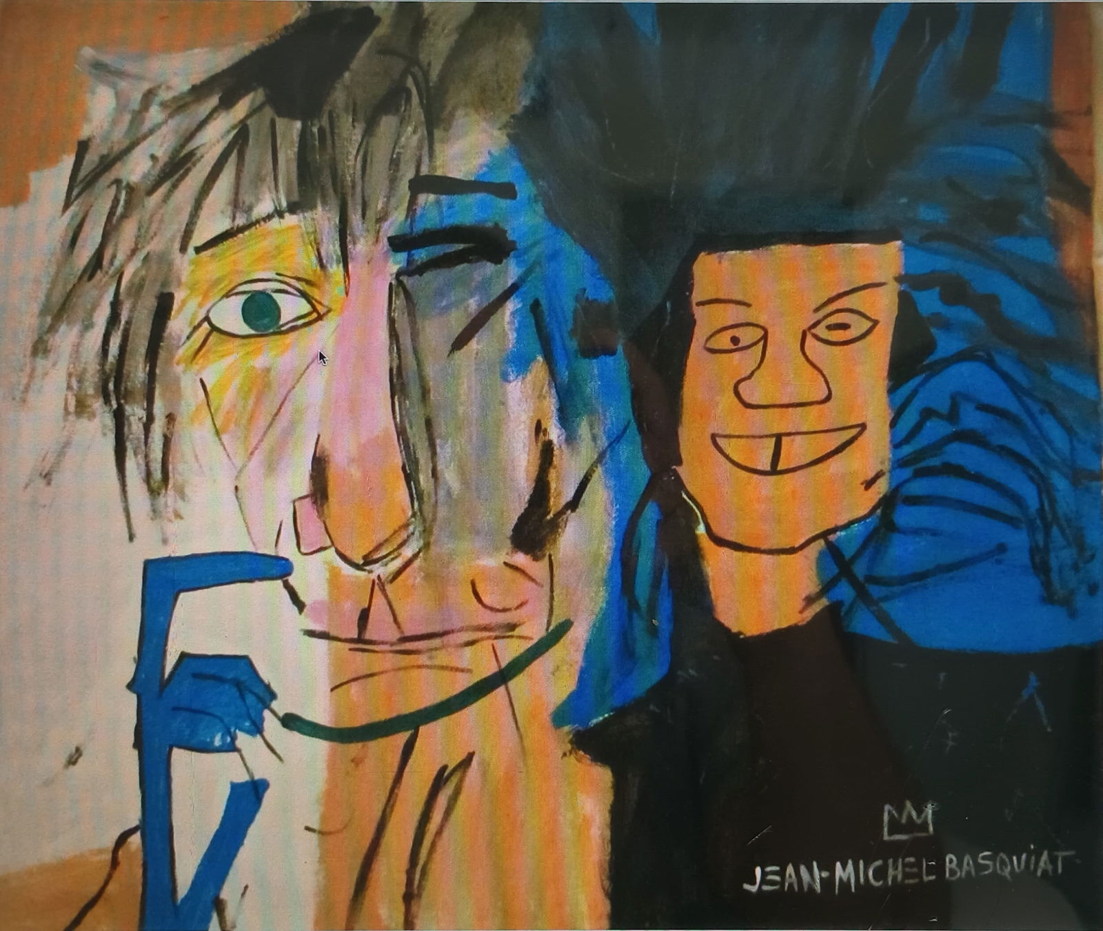 Warhol & Basquiat Painting on Canvas Modern Art: Warhol & Basquiat Painting on Canvas Modern Art. Approx Canvas Size: 19 x 17 inches. See Photos as part of the description. Sold in the style of, After. Good vintage condition . We pack & Ship for you