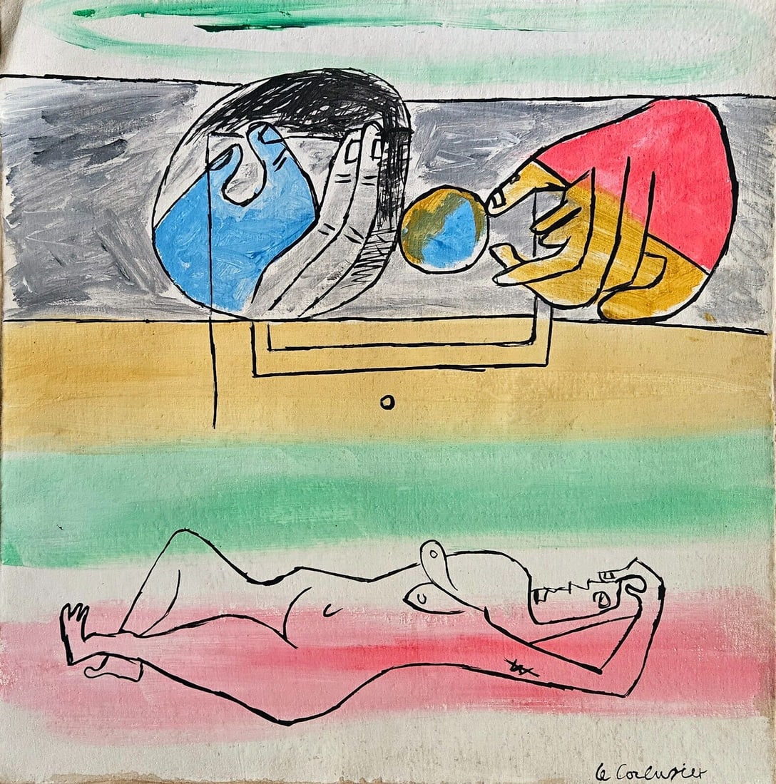 Signed Le Corbusier, Vintage Abstract Canvas, Modern Art (1 of 3)