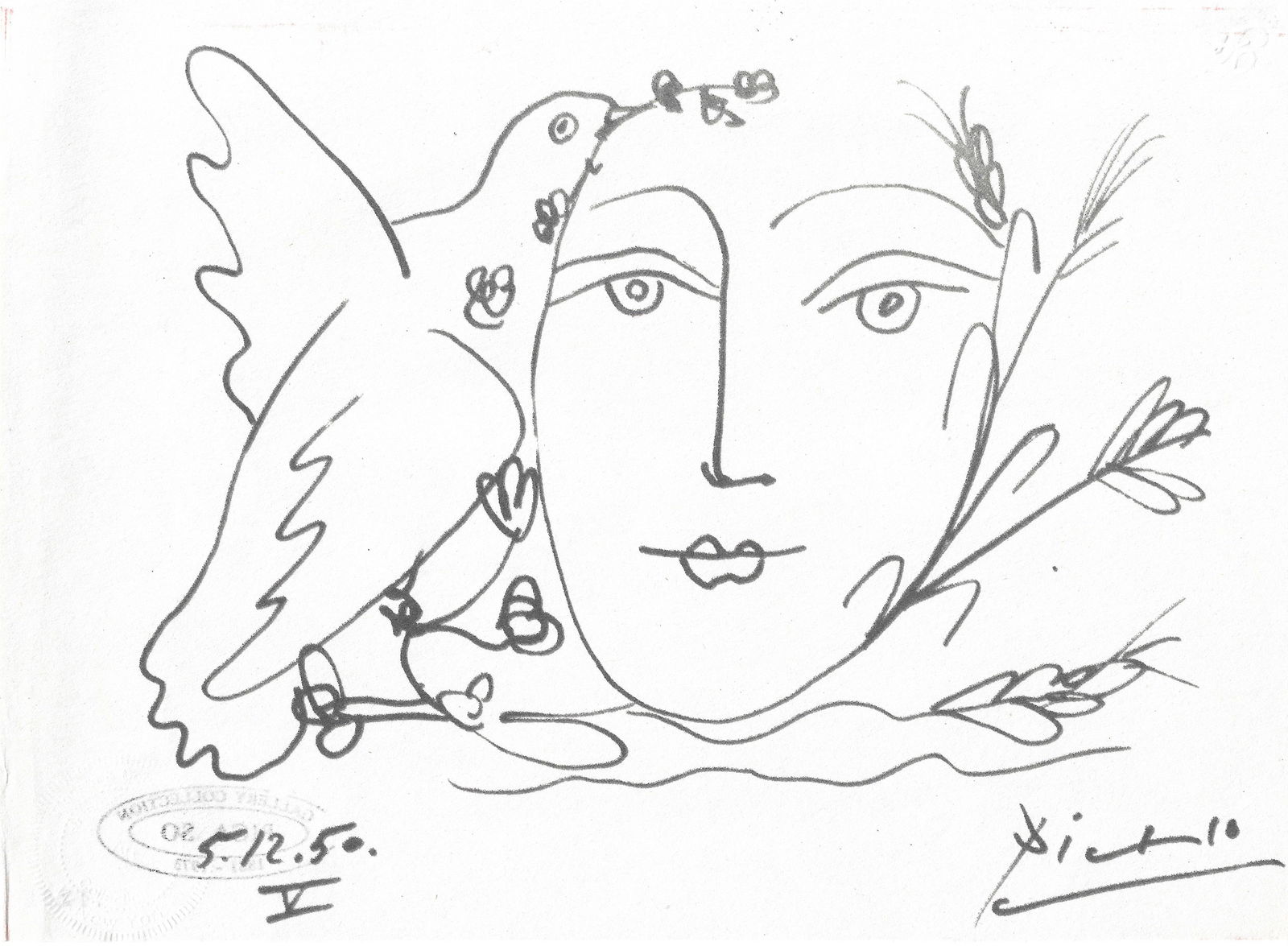 Pablo Picasso Fine Art drawing/print Ink on Paper: Pablo Picasso Fine Art drawing/print Ink on Paper.Embossed Stamp.`GALLERY COLLECTION PICASSO STAMP.Paper Size: 11 x 8 1/4 Inches. Good Condition. We pack & Ship for you. We take care of the shipping s