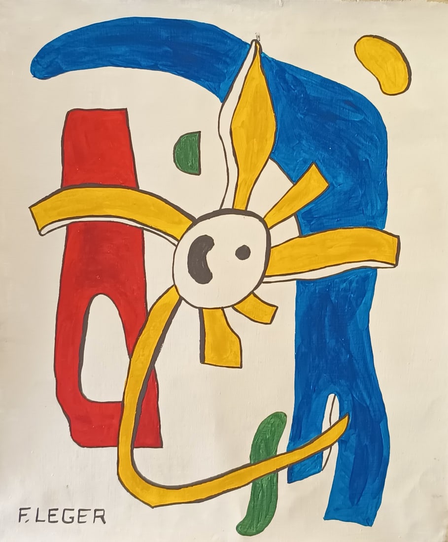 Vintage Abstract Painting Signed F Leger, Modern Art: Vintage Abstract Painting Signed F Leger, Modern Art, Modern Art. Approx Canvas Measurements: 21 x 21 inches.SEE PHOTOS as part of the description. Good condition .It is being sold in the manner or st