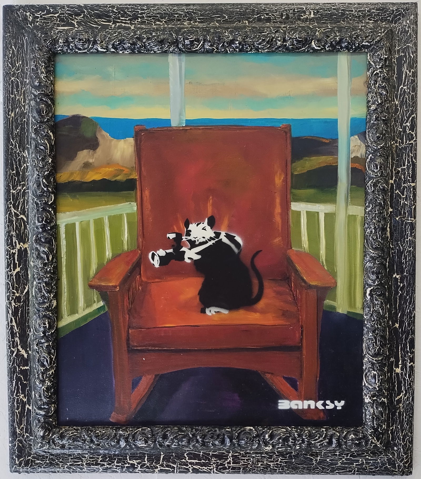 Banksy - Framed Painting on Stretched Canvas Street Art Urban Graffiti UK Rat (1 of 8)