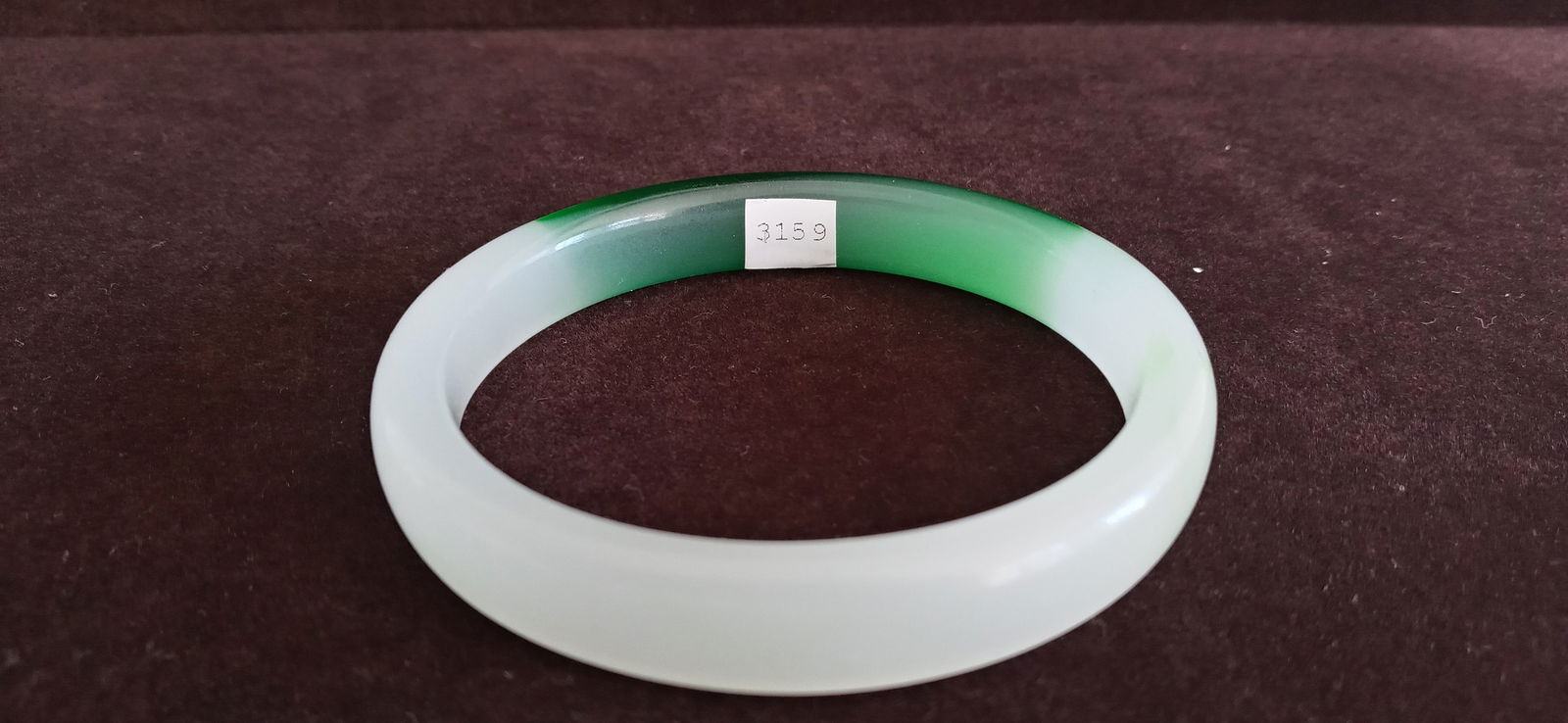 White & Green Jadeite Bangle Bracelet Imperial Green (1 of 4)