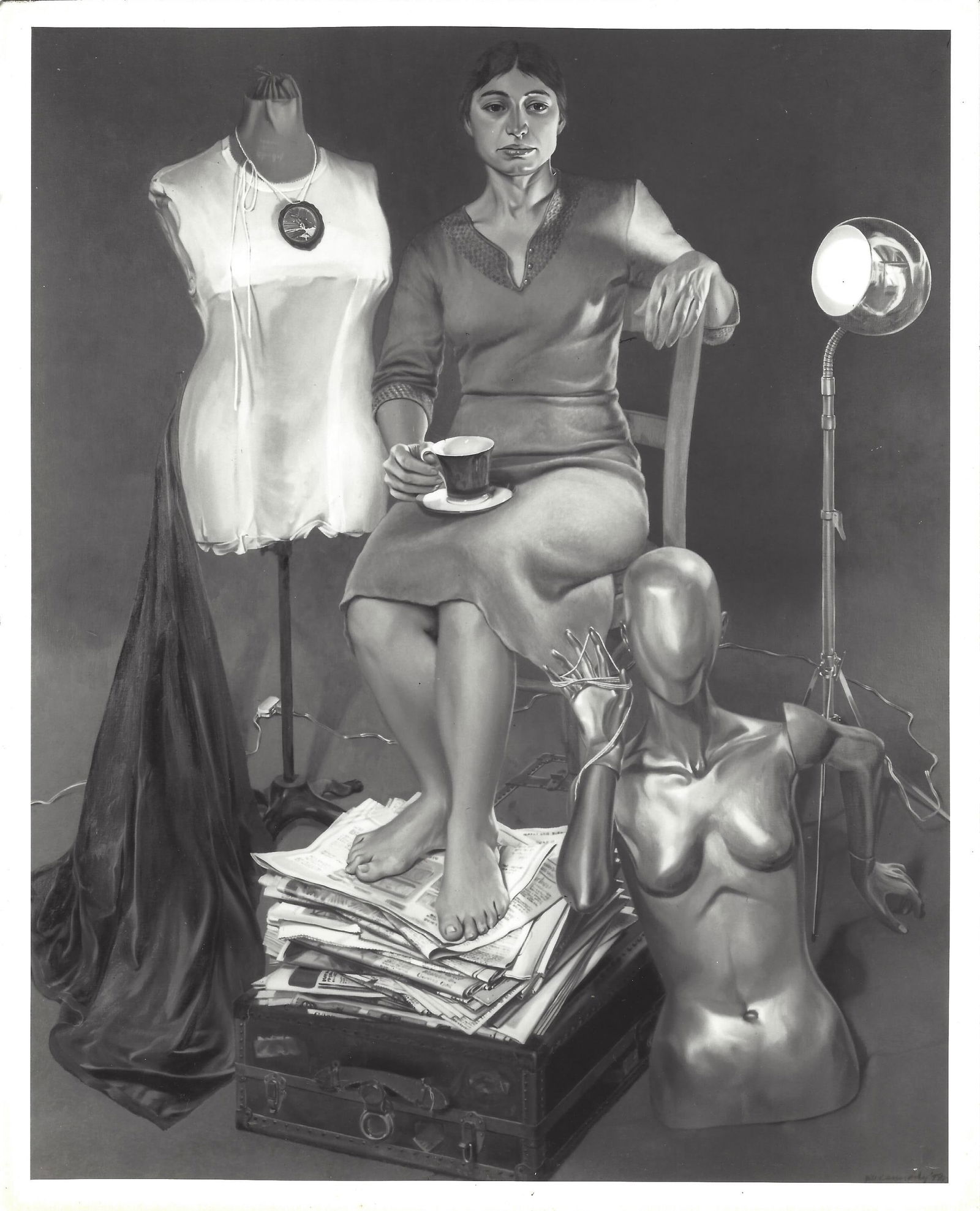 1979 Historic Visitor Jill Cannady Oil Canvas Painting Vintage Photo: 1979 Historic Visitor Jill Cannady Oil Canvas Painting Vintage Photo Provenance: New York-Based Photography Collector & Curator -Collection of Rare Photographs. Approx Size: 8 x 10 inches. Photo may h