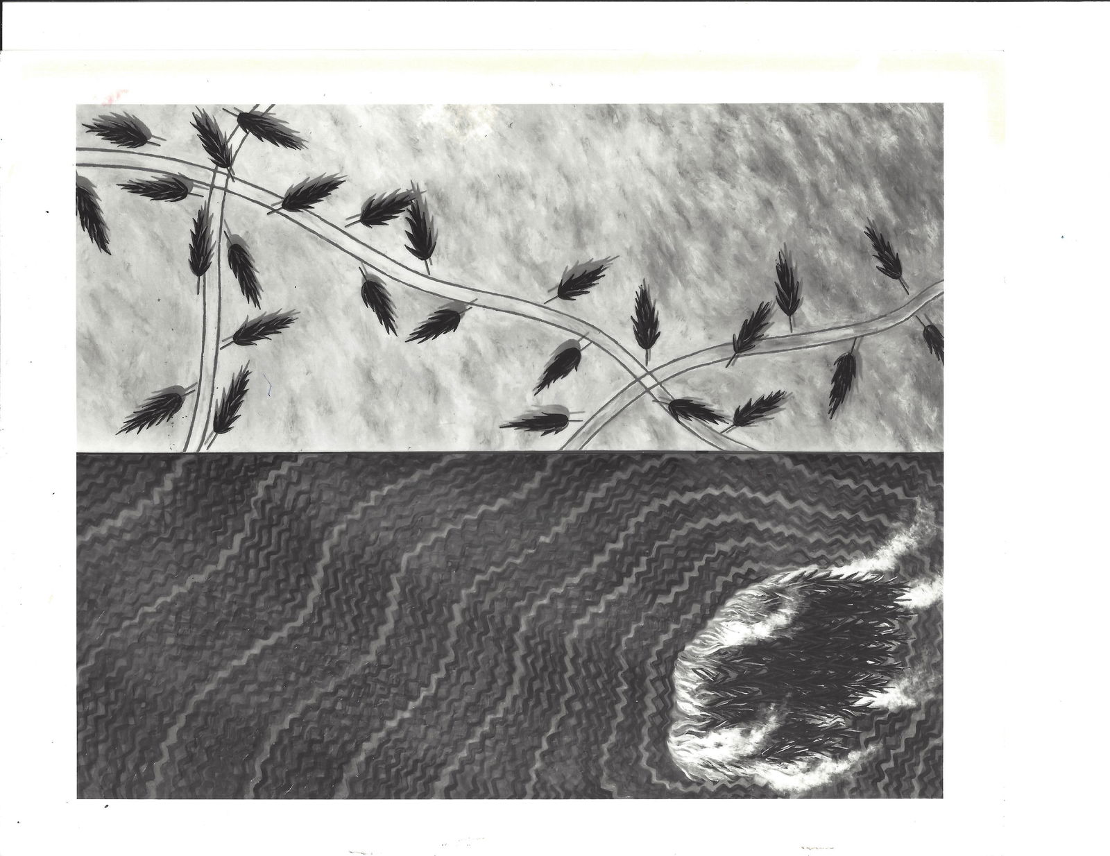 1985 Photo Felled Trees/Island Fire Painting by Susanne Slavick (1 of 2)