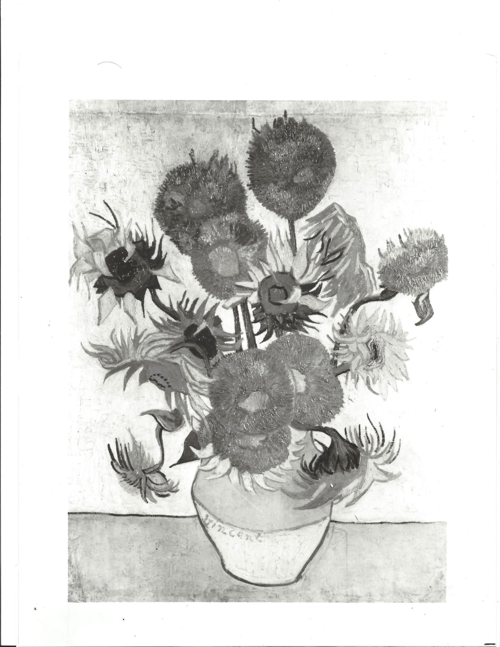 1989 Photo "Vase with Fourteen Sunflowers" by Vincent Van Gogh.: 1989 Photo "Vase with Fourteen Sunflowers" by Vincent Van Gogh. Photo measures Approx: 8 x 10inches. Provenance: New York-Based Photography Collector & Curator -Collection of Rare Photographs. Approx