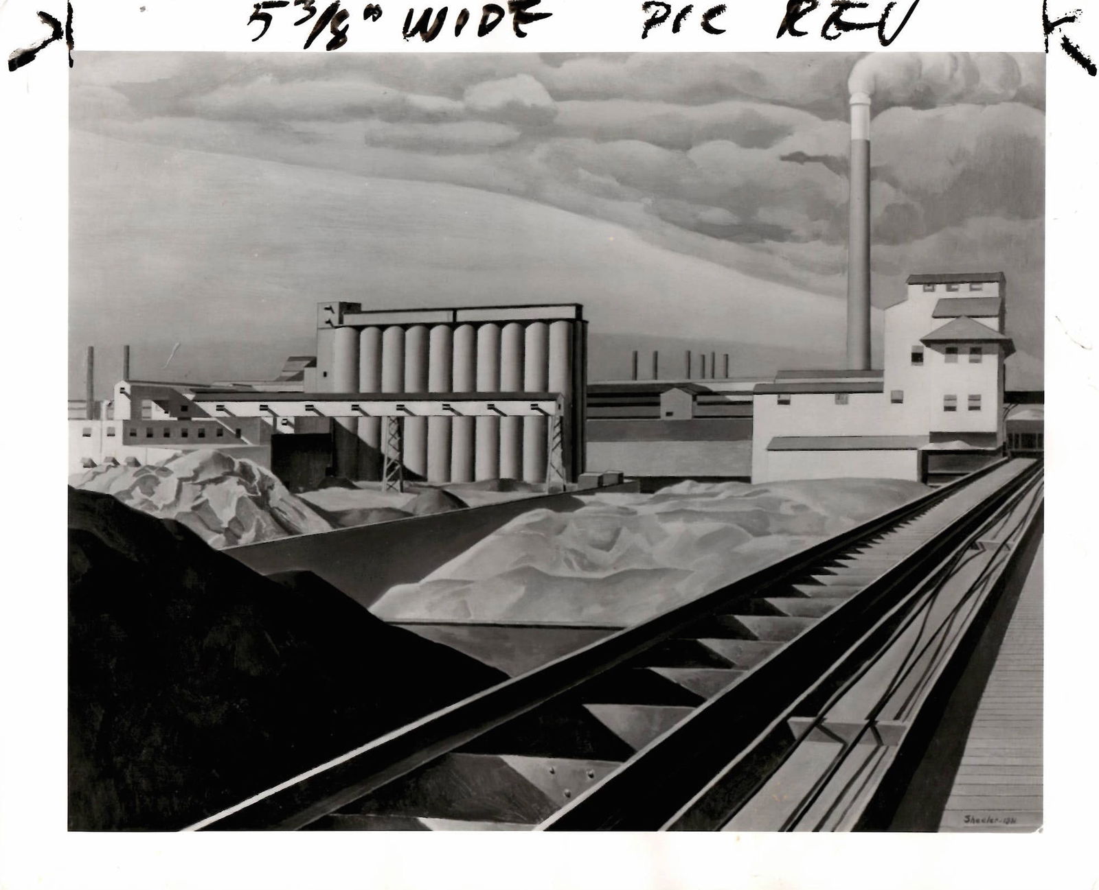 1957 Photo Modern Classic 1931 Painting By Charles Shee: 1957 Photo Modern Classic 1931 Painting By Charles Sheeler.. Photo size: 10 x 8 inches. Provenance: New York-Based Photography Collector & Curator -Collection of Rare Photographs. Note: Please study t