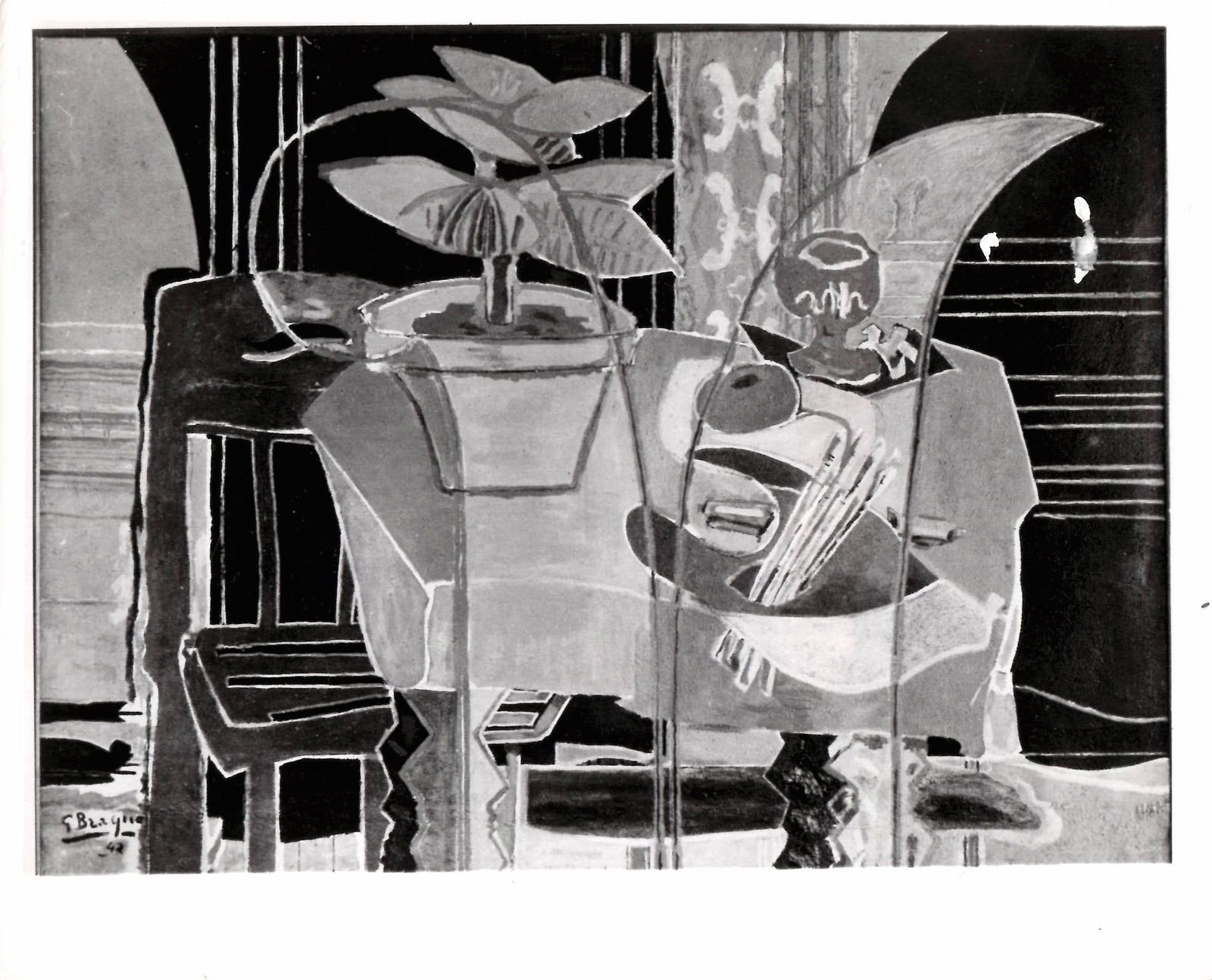 1969 Photo 1942 Painting Georges Braque: 1969 Photo Large Interior With Palette 1942 Painting Georges Braque.. Photo size: 10 x 8 inches. Provenance: New York-Based Photography Collector & Curator -Collection of Rare Photographs. Note: Pleas