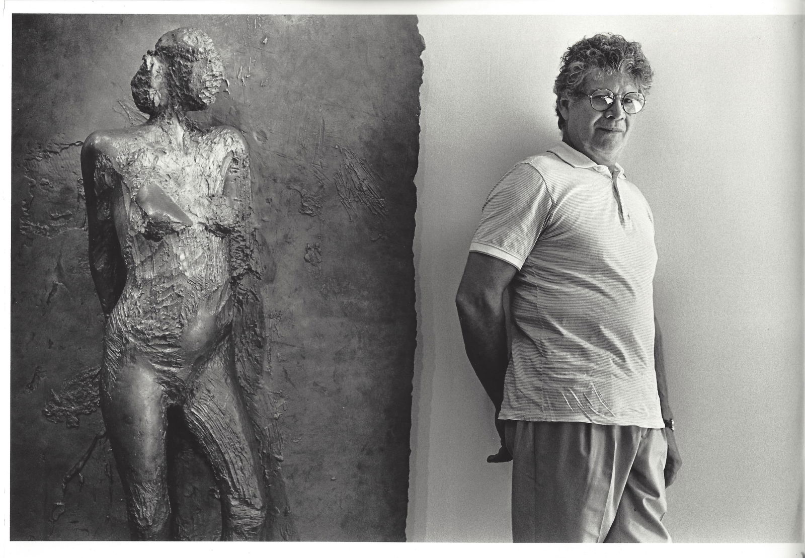1989 Photo Artist Manuel Neri & Sculpture Mujer Pegada: 1989 Photo Artist Manuel Neri & Sculpture Mujer Pegada No. 3.. Photo size: 11 x 8 inches. Provenance: New York-Based Photography Collector & Curator -Collection of Rare Photographs. Note: Please study