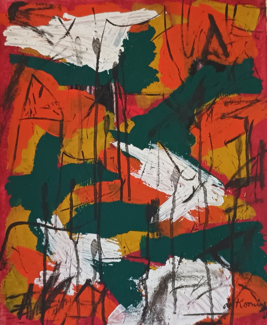 Abstract Painting on Canvas Signed de Kooning (1 of 5)