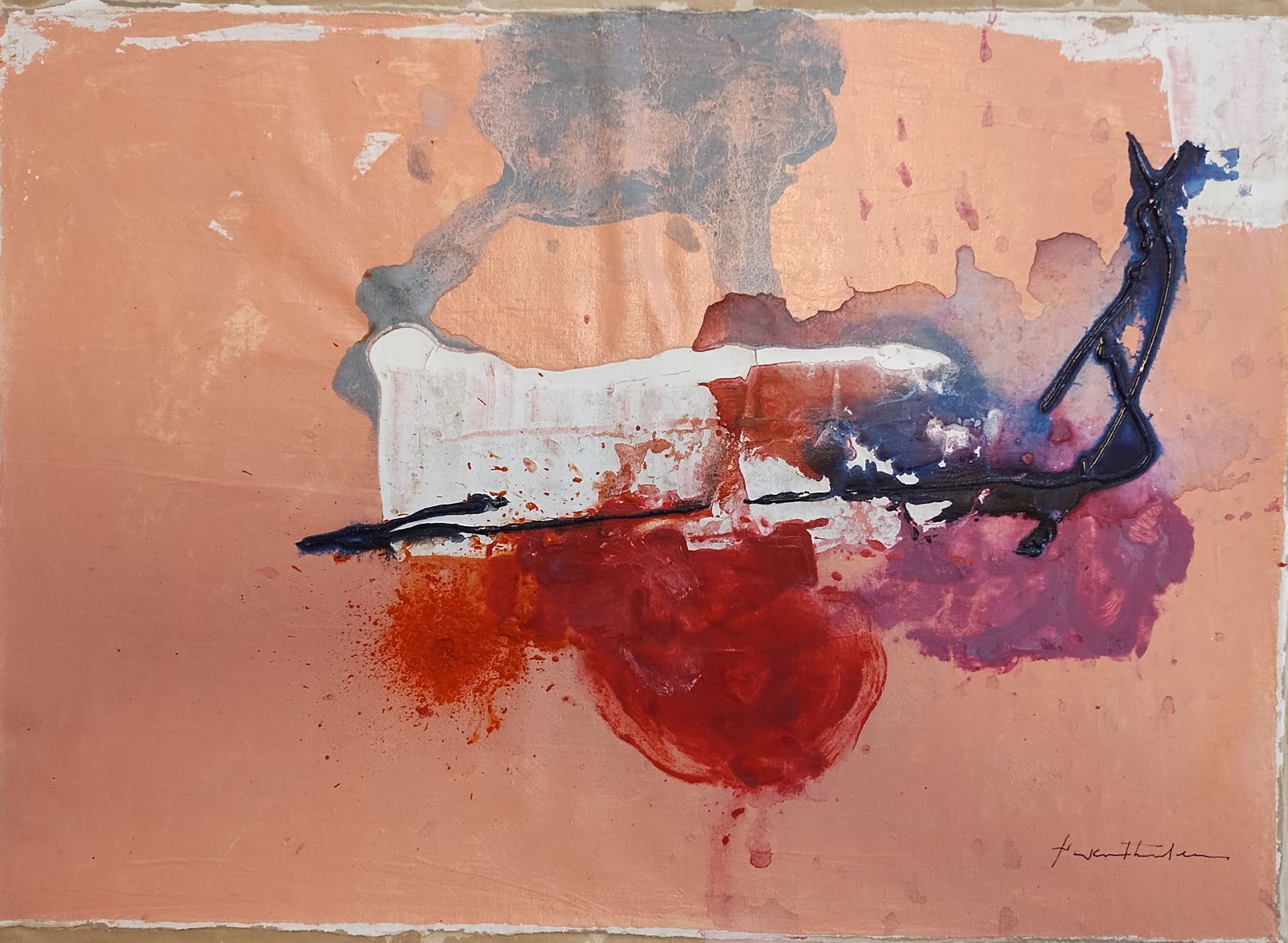 Vintage Canvas Signed Frankenthaler, Modern Old 20th Century Art, Modern Art (1 of 4)