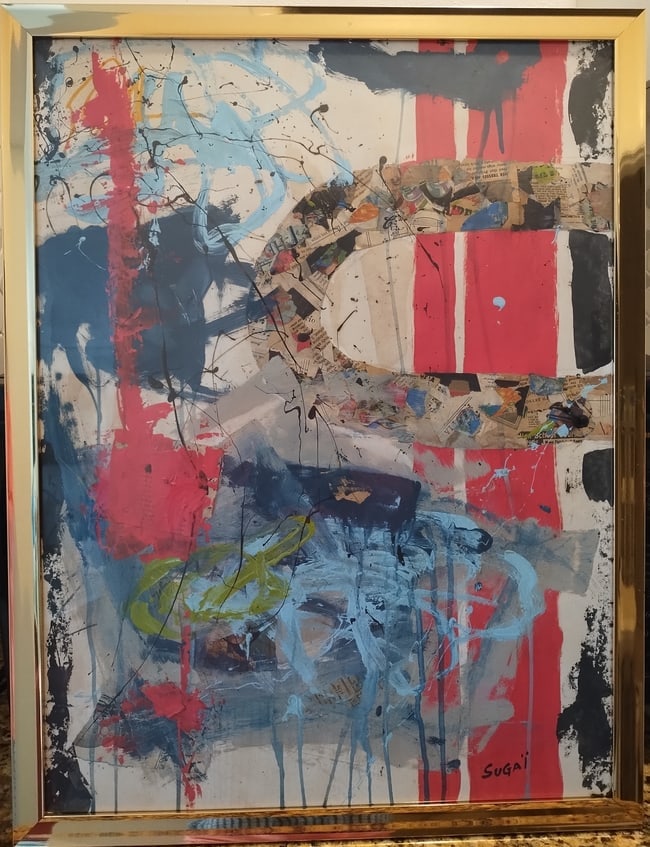 Kumi Sugai (1919 Hyogo - 1996 Kobe) Japan - France, Untitled Abstract Painting, on Paper (1 of 2)