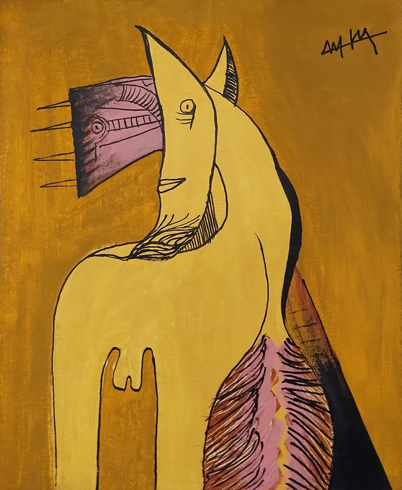 Signed Wifredo Lam20th Century Modern Painting on Canvas. (1 of 4)