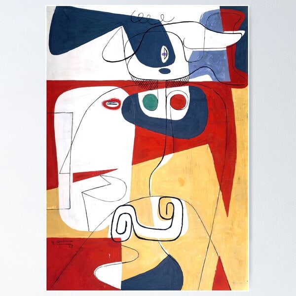 Le Corbusier Lithograph Print (Blue Cow). Abstract, Modernism (1 of 7)