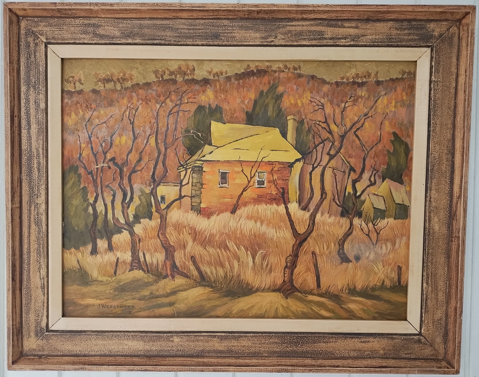 Original Oil Painting On Board Signed Impressionism American Western Barn House (1 of 12)