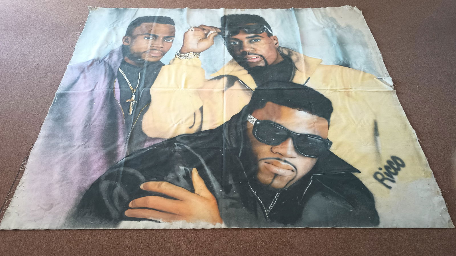 XXL Hand Painted Mural Warehouse Loft Oil on Canvas.: XXL Hand Painted Mural Warehouse Loft Oil on Canvas.Large oil on canvas. Hand painted and hung at a local art exhibit. Vintage Collector Artist Painting. Approximately 100" x 90". 8.3 Feet by 7.5 Feet