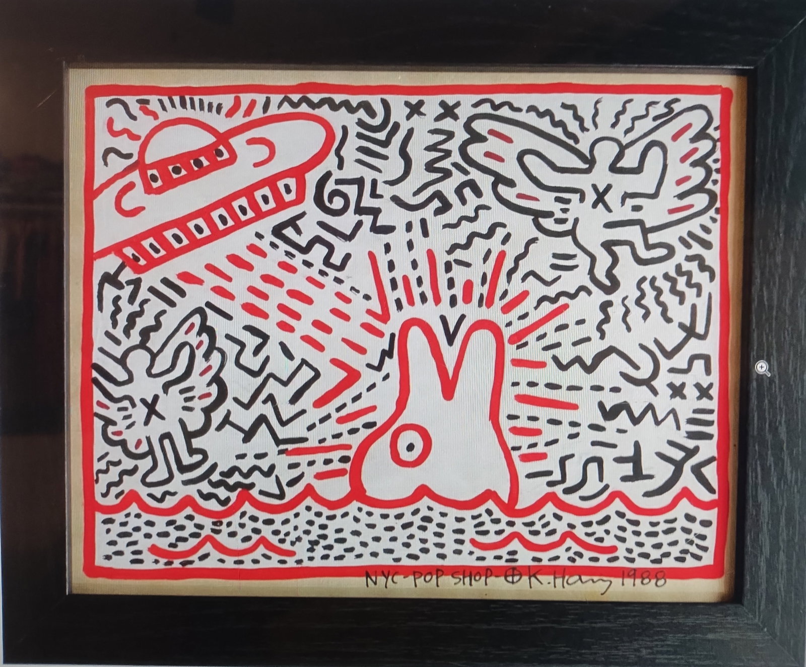 Keith Haring 88 NYC Pop Shop Drawing on Paper Stamped On Reverse (1 of 5)